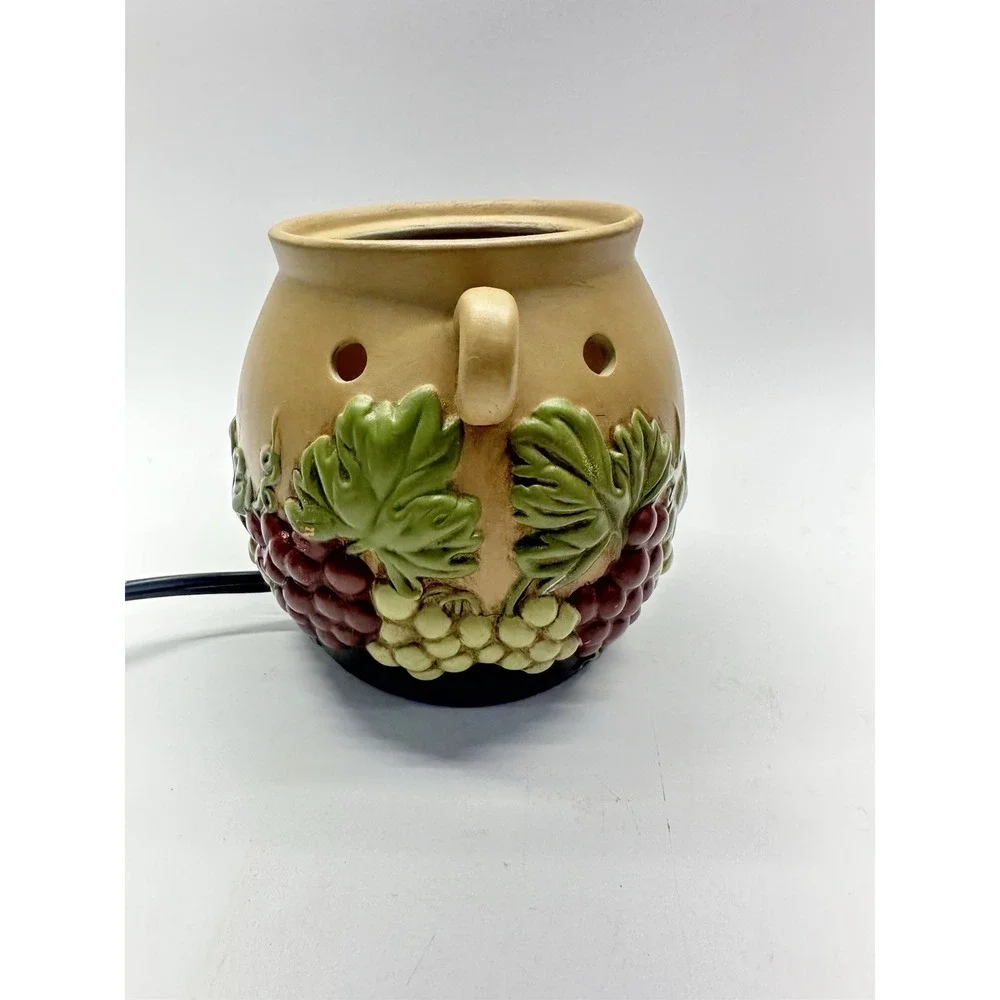 Scentsy Grapevine Wax Warmer Full Size Retired Tuscan Grape Bunches W/ NEW Bulb